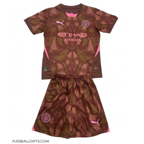 Manchester City Torwart Fußballbekleidung Heimtrikot Kinder 2024-25 Kurzarm (+ kurze hosen)